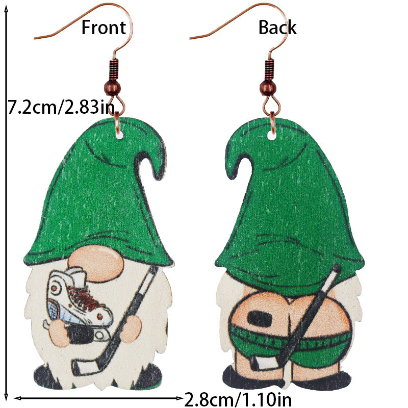 Wholesale Dwarf Dwarf Baseball Golf Rugby Football Wood Earrings ACC-ES-WeiAn003