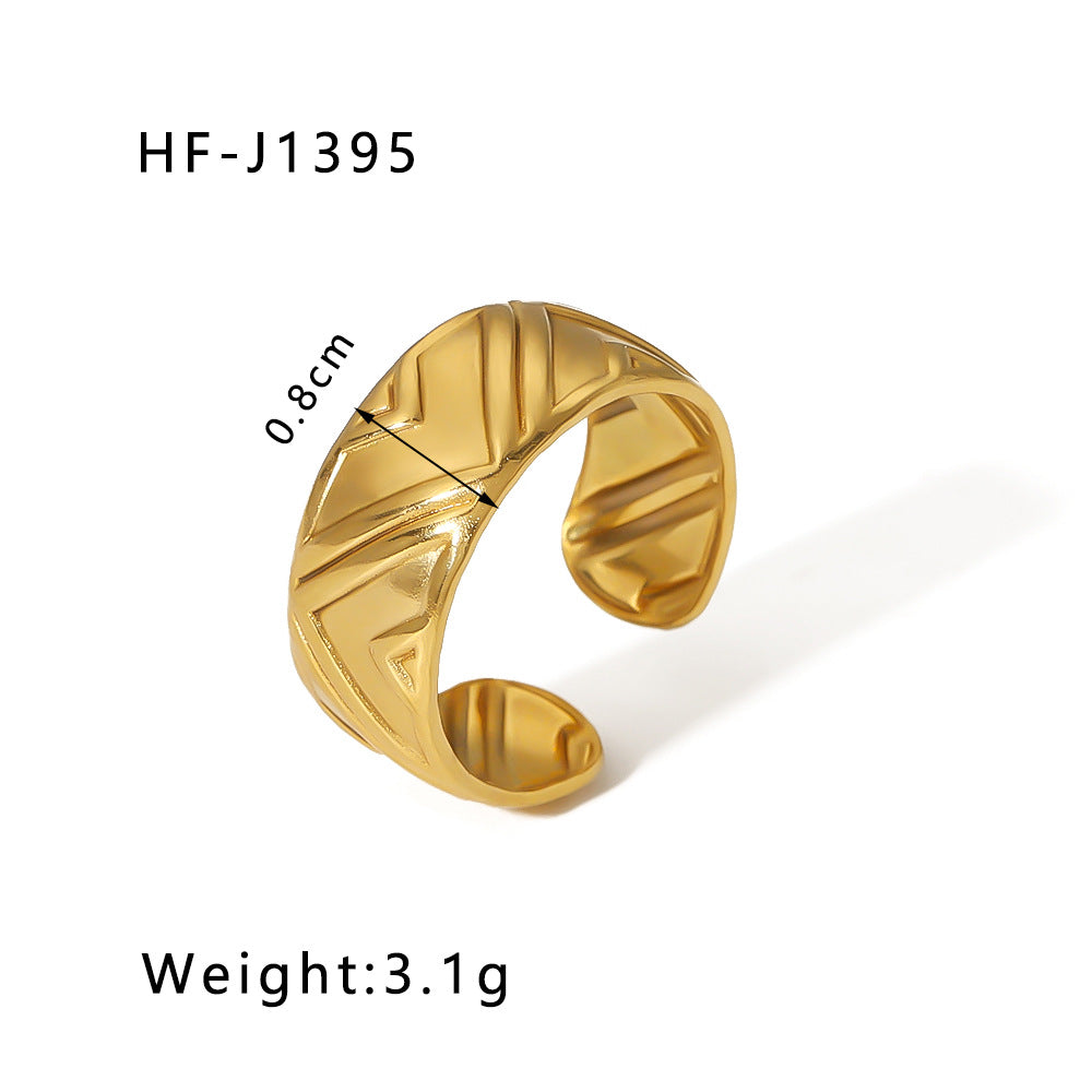 Wholesale Leaf Geometric Hollow Flower 18k Gold Plated Snake Shaped Titanium Steel Ring Stainless Steel ACC-RS-Xiny002