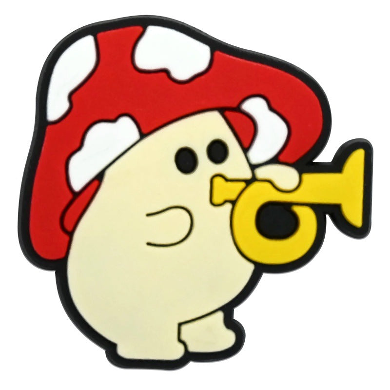 Wholesale   Random 100pcs Creative Cute cartoon mushroom series  PVC Soft Rubber Shoe Buckle Decoration