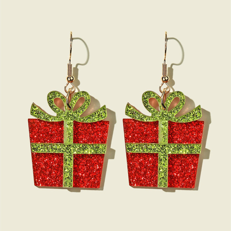 Wholesale Christmas Exaggerated Acrylic Cartoon Color Matching Earrings ACC-ES-JunJie011