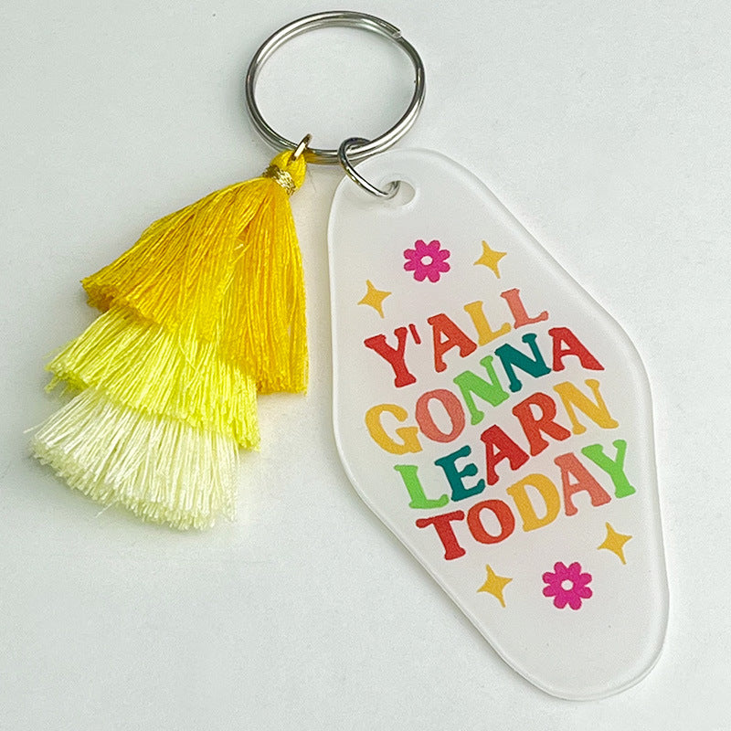 Wholesale of 2pcs/pack Teacher Gifts, Multi-layer Tassels, Acrylic Keychains ACC-KC-HY006