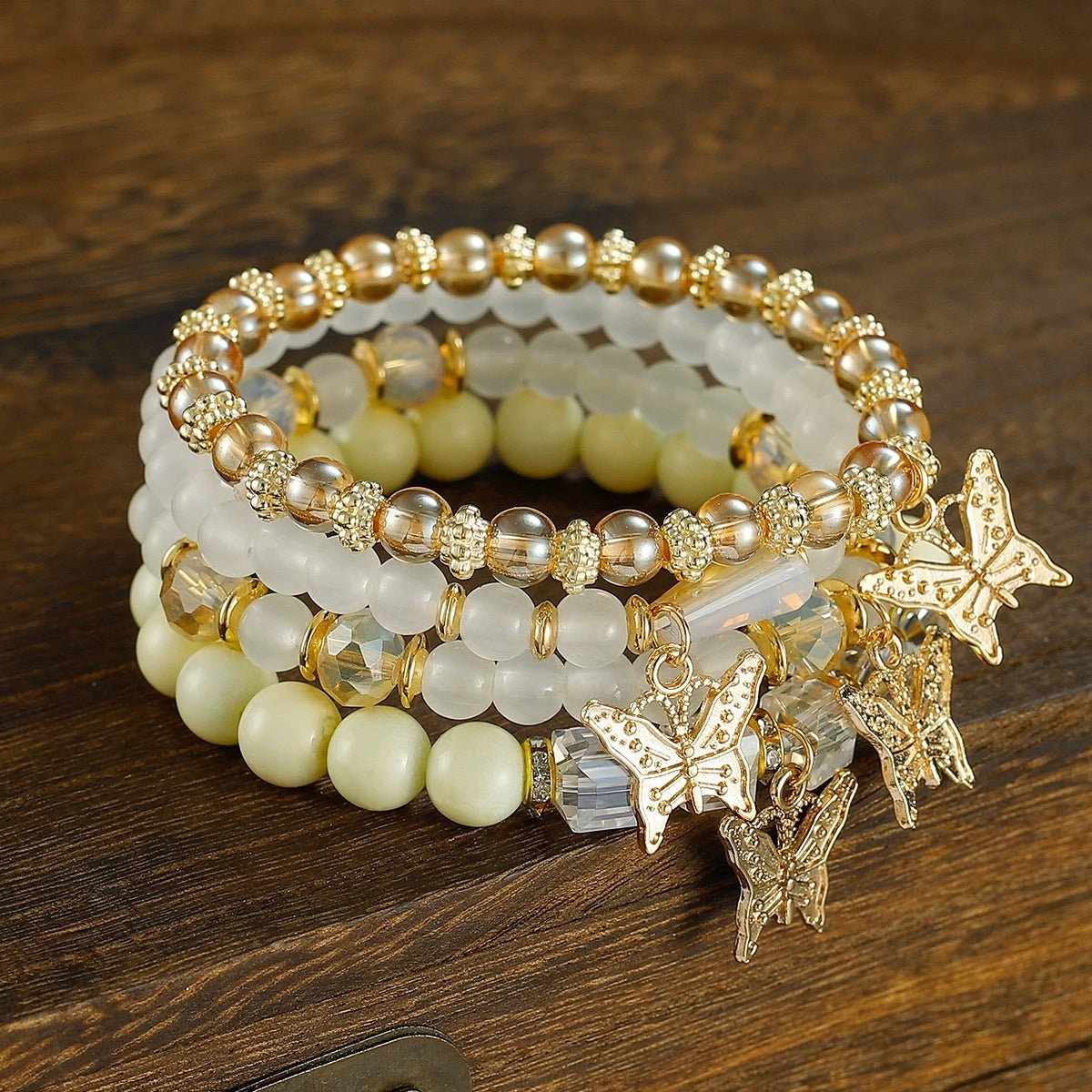 Wholesale Electroplated Alloy Bohemian Multi Layer Butterfly Crystal Beaded Bracelet Women S Boutique Jewelry Gift