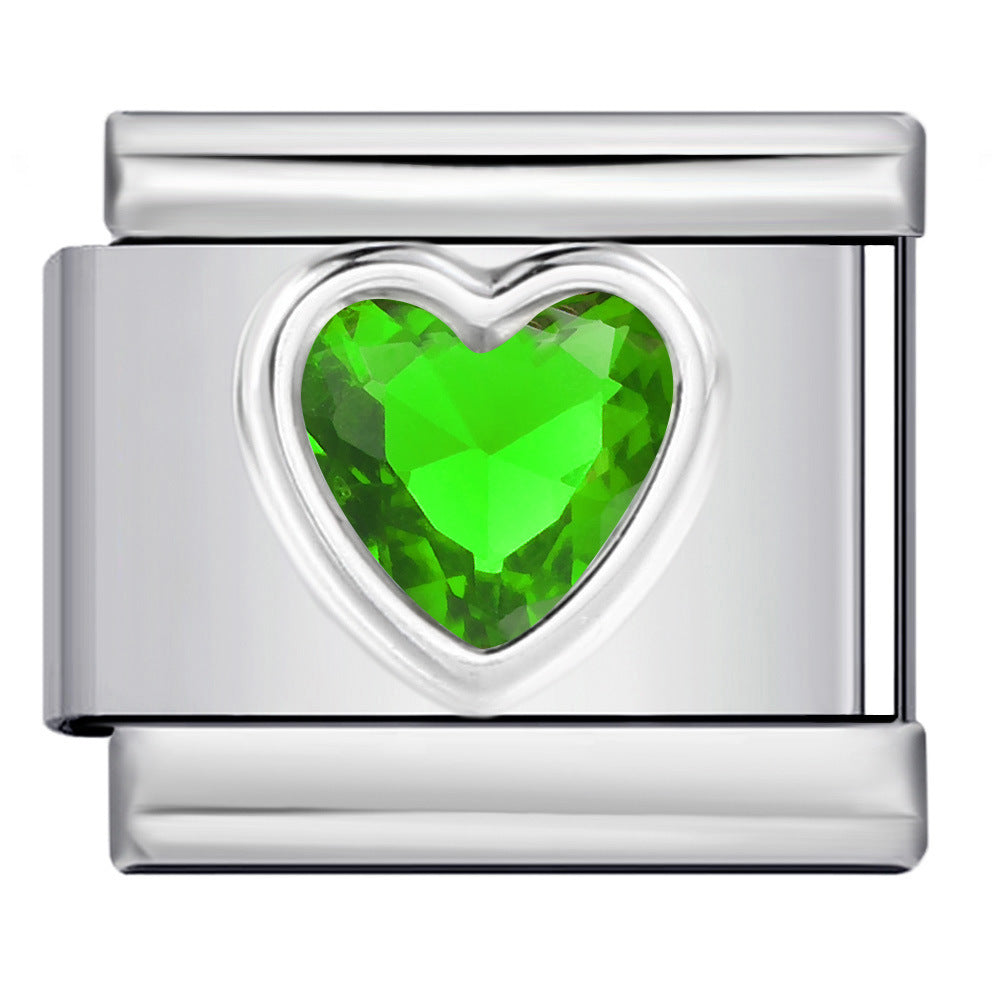 Wholesale Love Micro-inlaid Color Stone Italian Module Bracelet Stainless Steel Charms