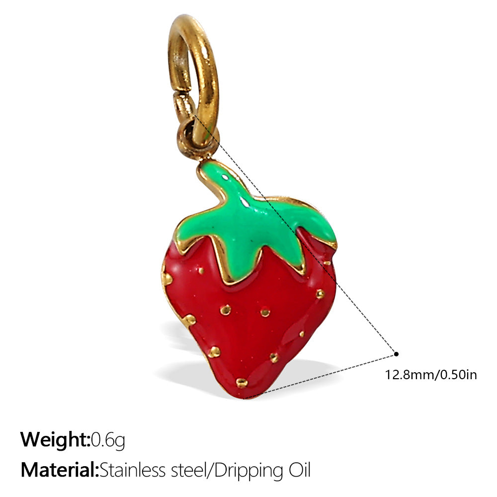 Wholesale  Oil Dripping Watermelon Strawberry Fruit Stainless Steel Pendants