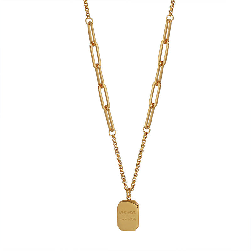 Wholesale Light luxury high-grade square letter pendant sweater chain