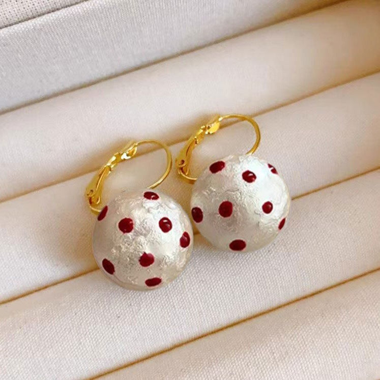 Wholesale Retro Polka Dot Geometric Circle Earrings Pearl Fashion Accessory Jewelry