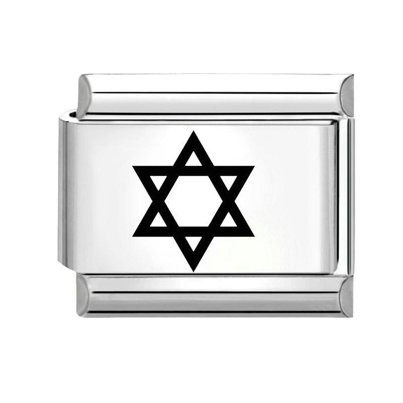 Wholesale Italian Charm Bracelet 9mm DIY Splicing Removable Black and White Lettering Stainless Steel Composable Bracelet