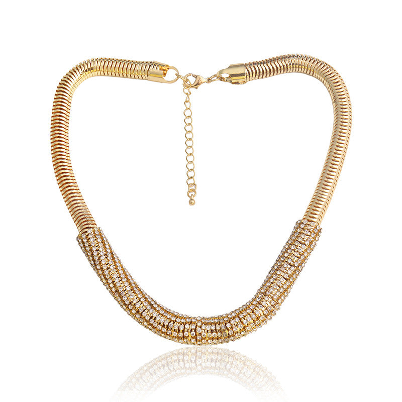 Wholesale  rhinestone necklace  jewelry thick round chain