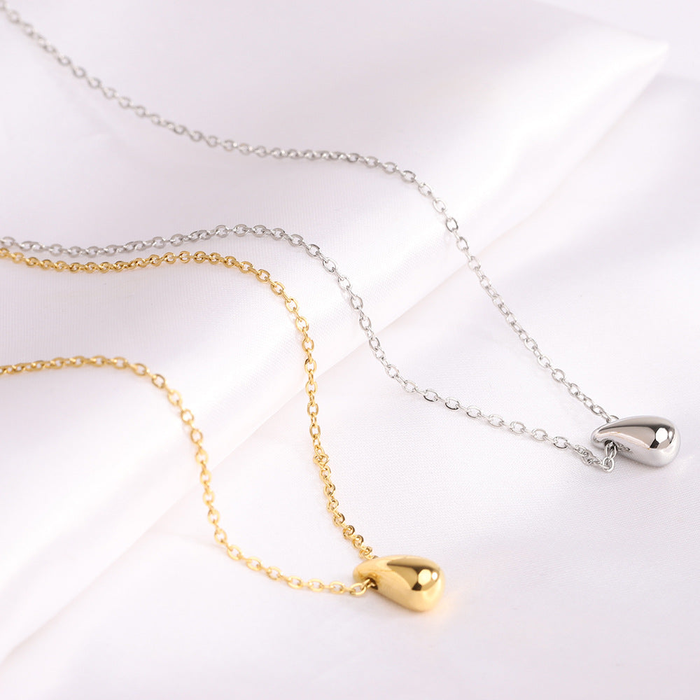 Wholesale Titanium Steel Water Drop 18K Gold Tear Necklaces ACC-NE-ZhongZhe004