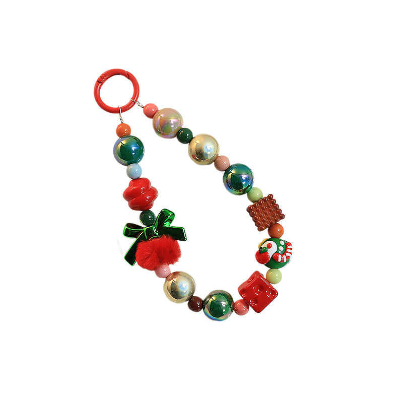 Wholesale Christmas Beaded Keychain Accessories Ins Style Mobile Phone Beaded Keychain