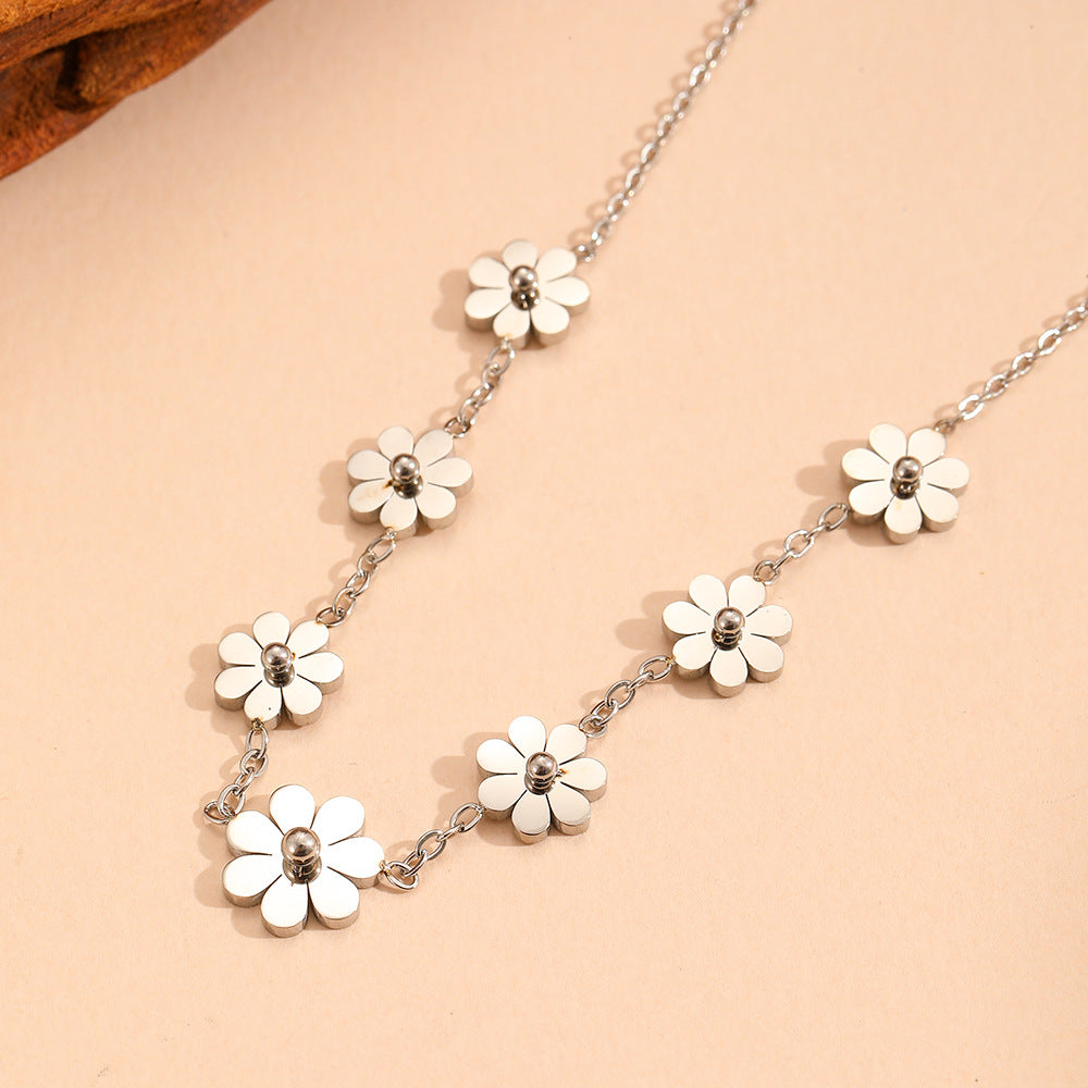 Wholesale Titanium Steel Multi- Stud Earrings,  Necklace,  Anklet,  and Bracelet Set
