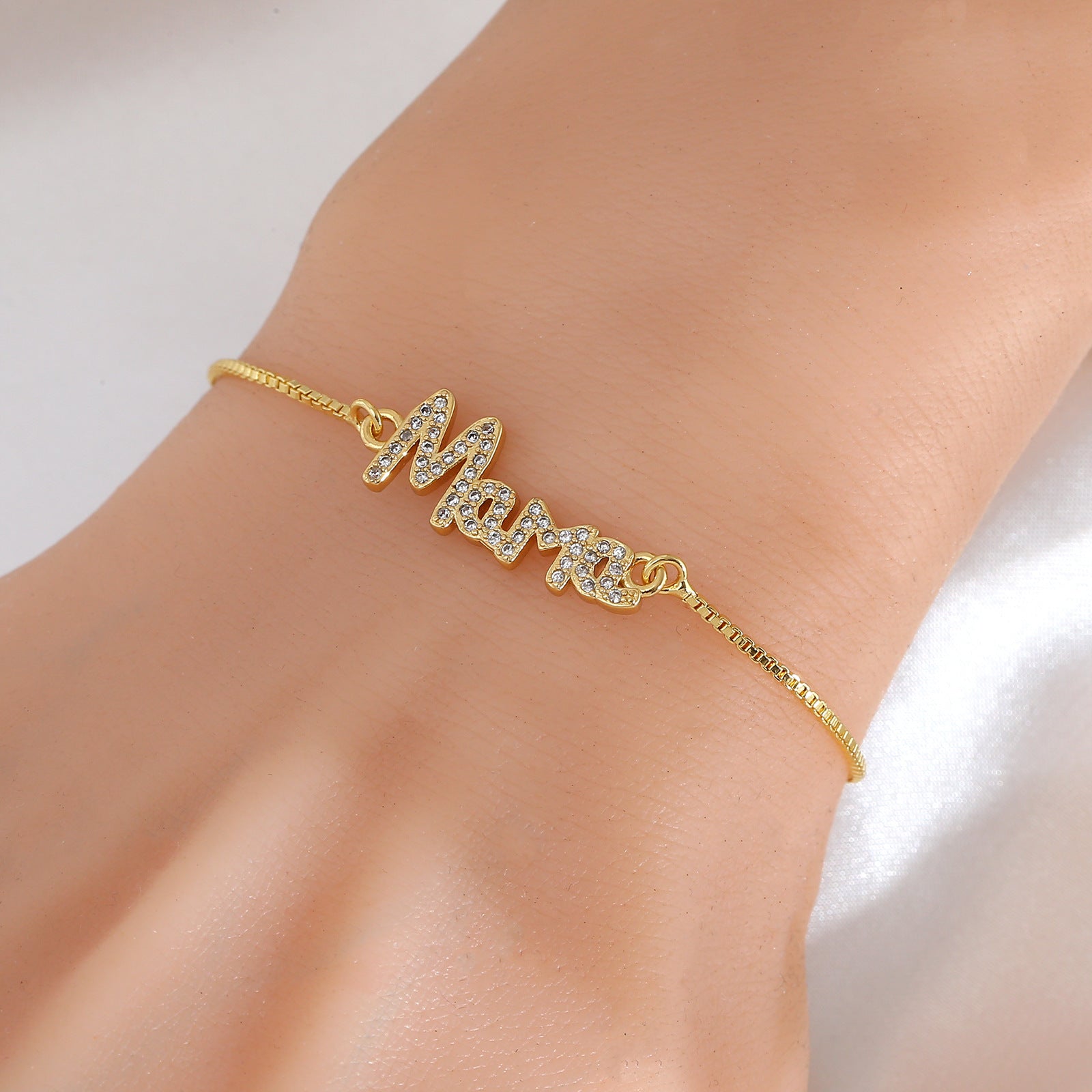 Wholesale Mama Bracelet Zircon Micro-inlay Pull Bracelet