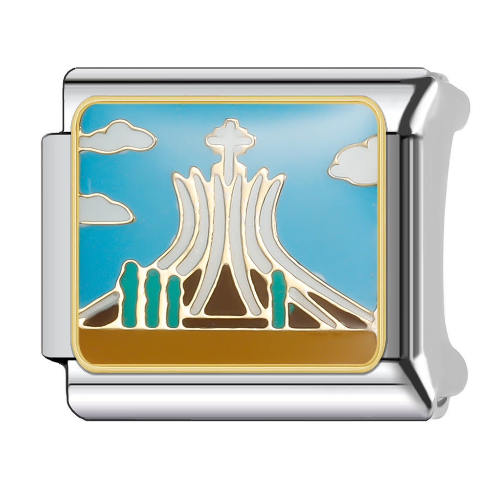 Wholesale Italian Charm Bracelet 9mm DIY Splicing Holiday Scenery Stainless Steel Composable Bracelet