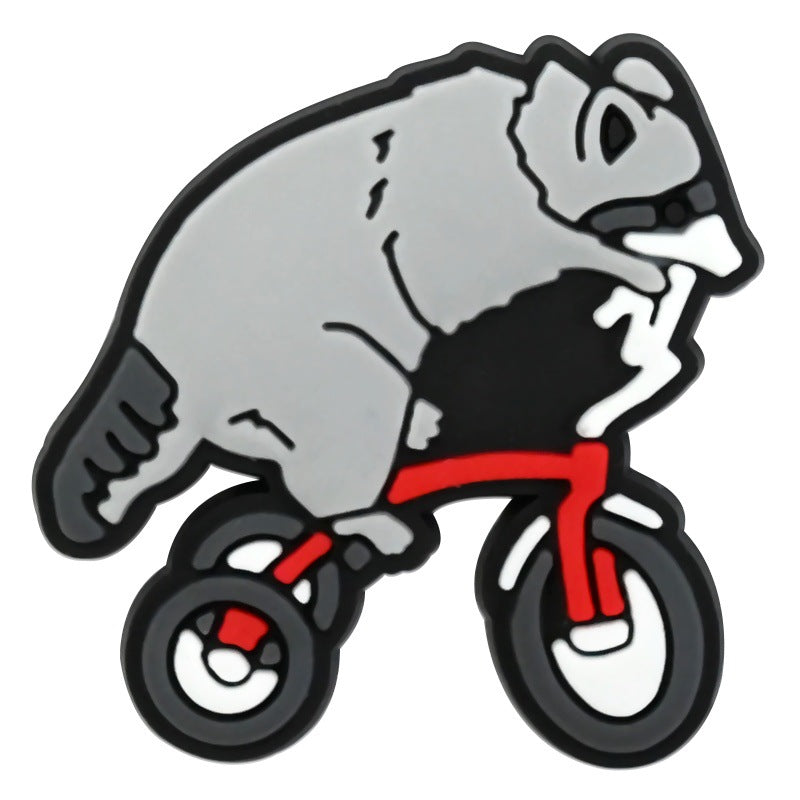 Wholesale Random 100pcs cute raccoon animal-themed  PVC Soft Rubber Shoe Buckle Decoration