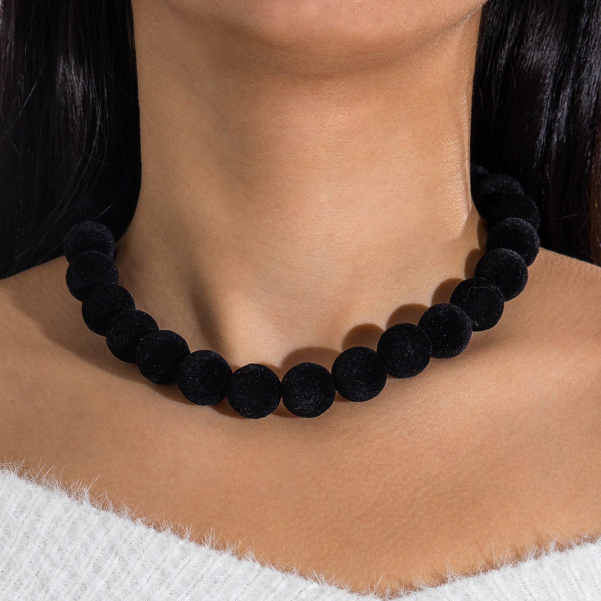 Wholesale  color beaded clavicle chain  fur ball beaded Christmas series necklace