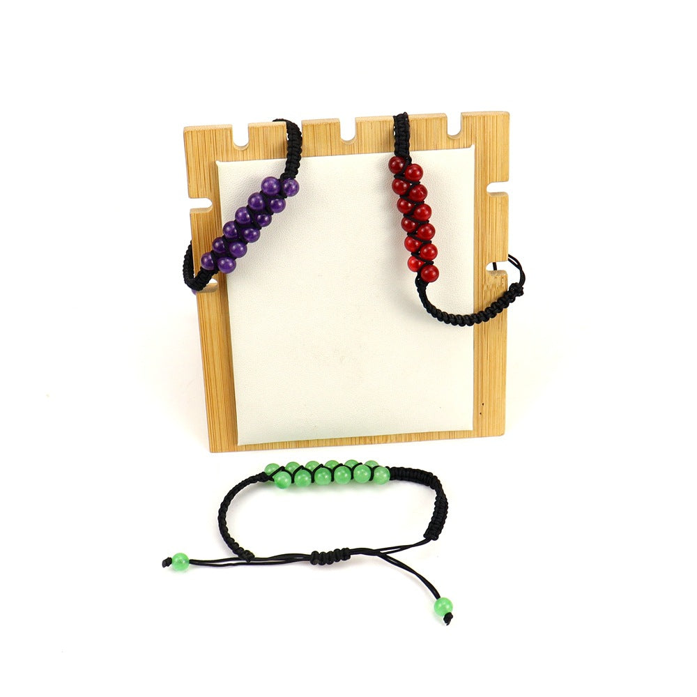 Wholesale Bohemian Handmade Double-Row Woven Amethyst Crystal Bracelet Fashion Jewelry Accessory Travel Souvenir Gift