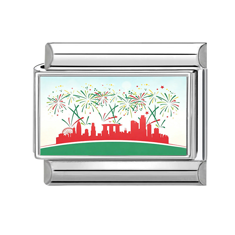 Wholesale Stainless Steel DIY Bracelet Modules Cartoon Cityscape Design Fashion Jewelry Accessory