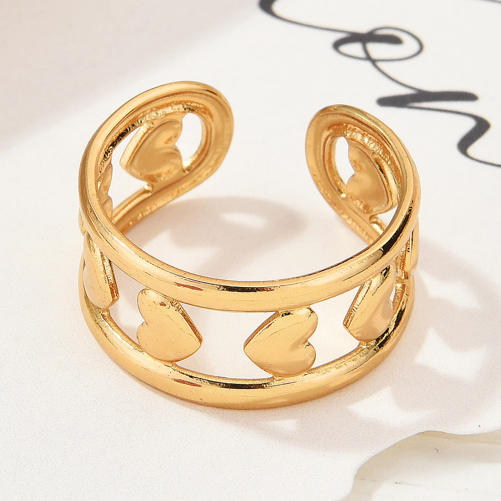 Wholesale Gold Plated Titanium Steel Geometric Eye Adjustable Ring Boutique Resale