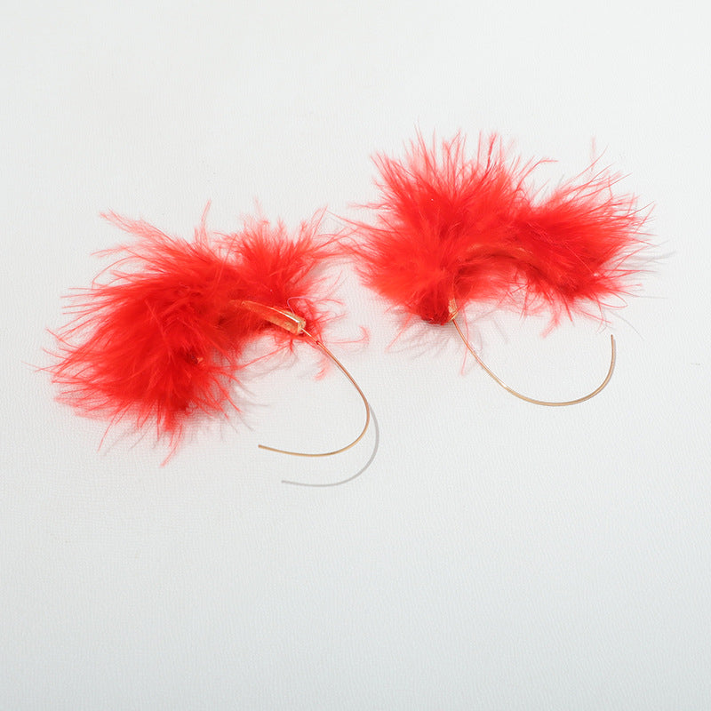 Wholesale French Ostrich Hair Distinctive Creative Earrings