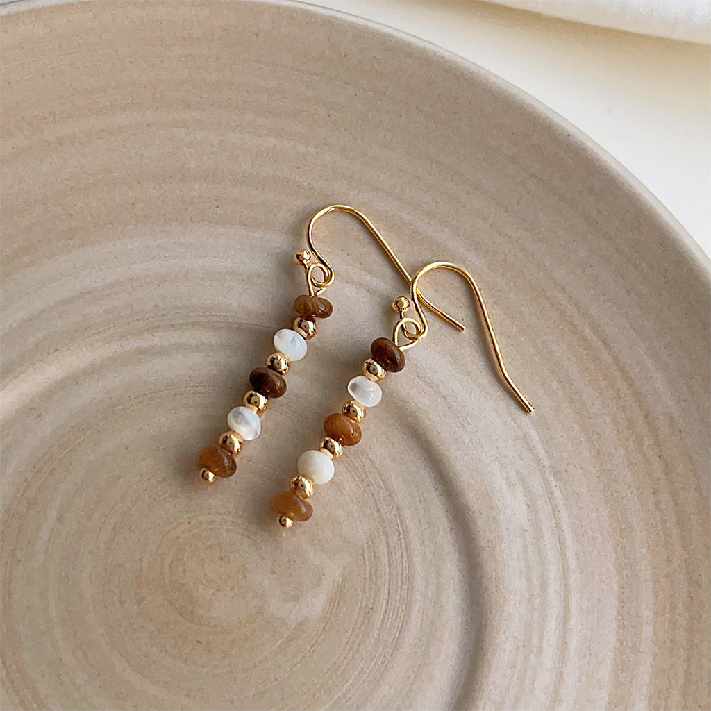 Wholesale Retro Maillard Tiger Eye stone earrings