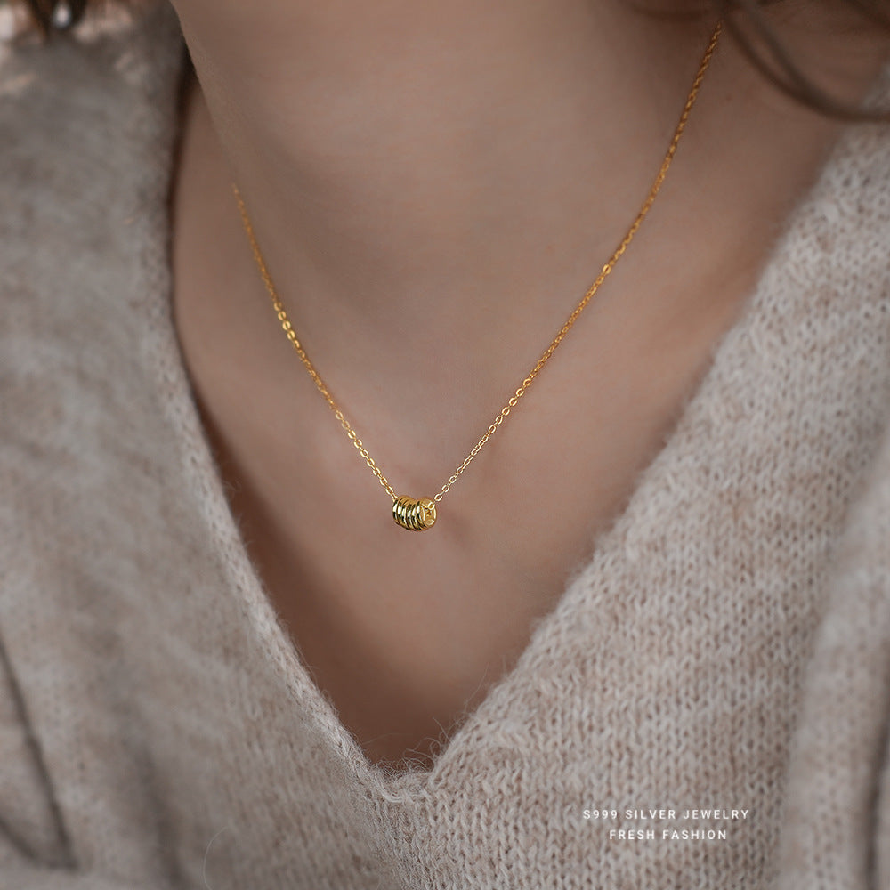 Wholesale S999 sterling silver copper coin clavicle necklace