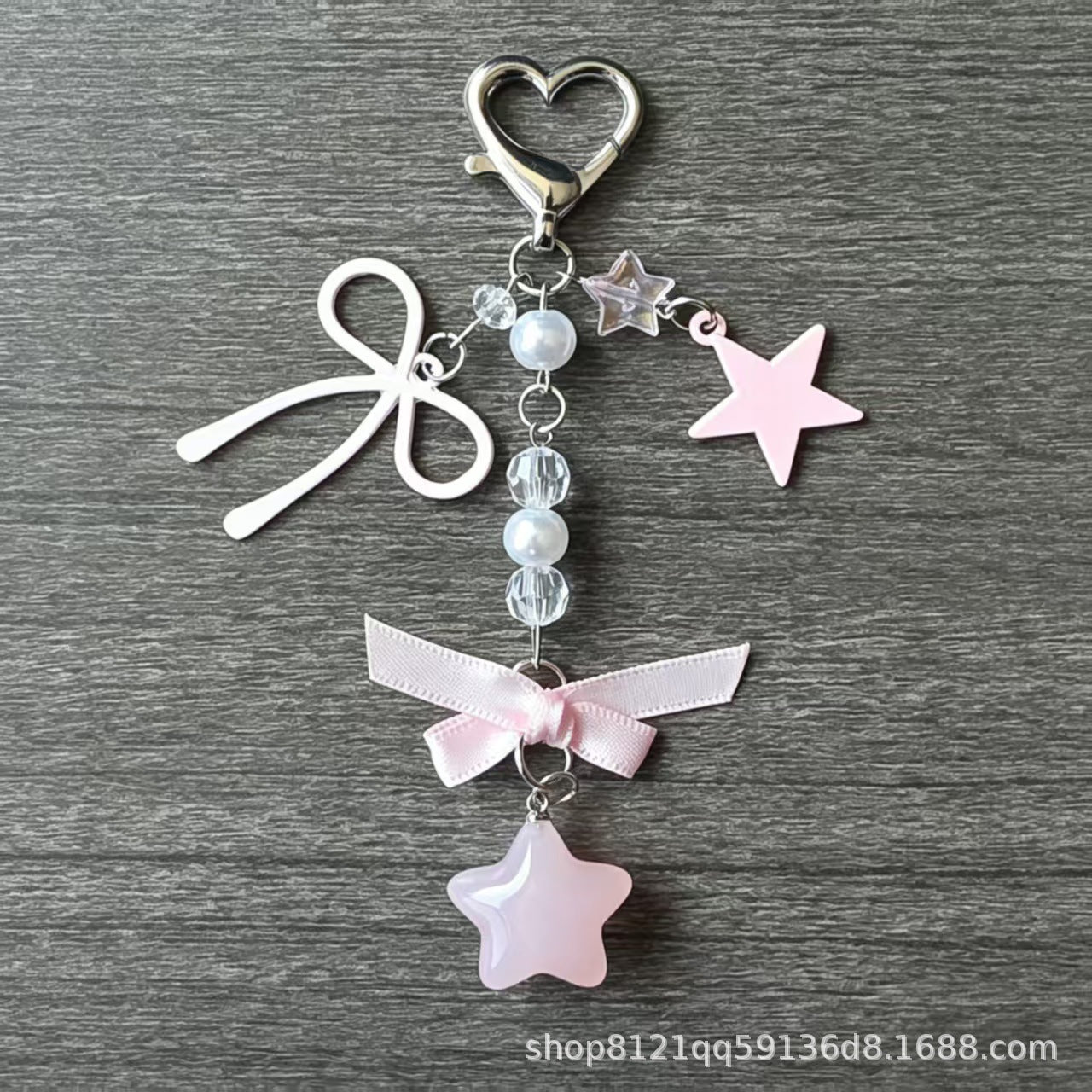 Wholesale Cute Lace Bow Heart Keychain Star Pendant Charm - Zinc Alloy Jewelry Accessory for Resale