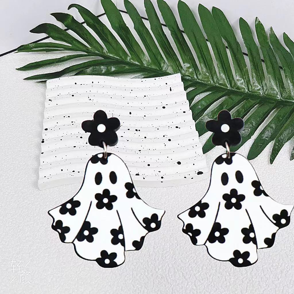 Wholesale Halloween Flower Ghost Acrylic Earrings ACC-ES-AnDao012