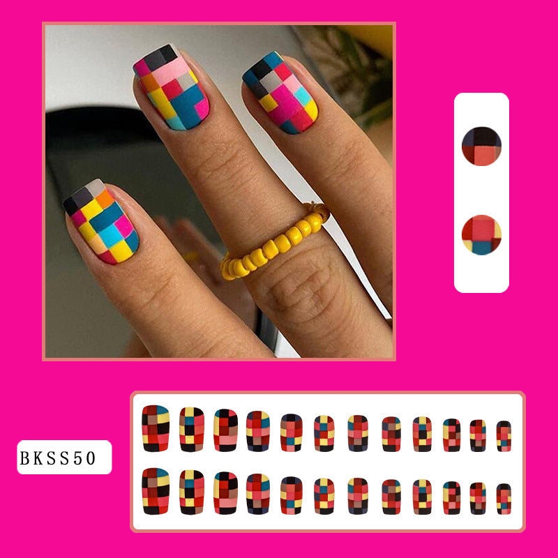 Wholesale Press on Nails Kits Colored Mosaic Plastic Nail Enhancement ACC-NS-MeiSu019
