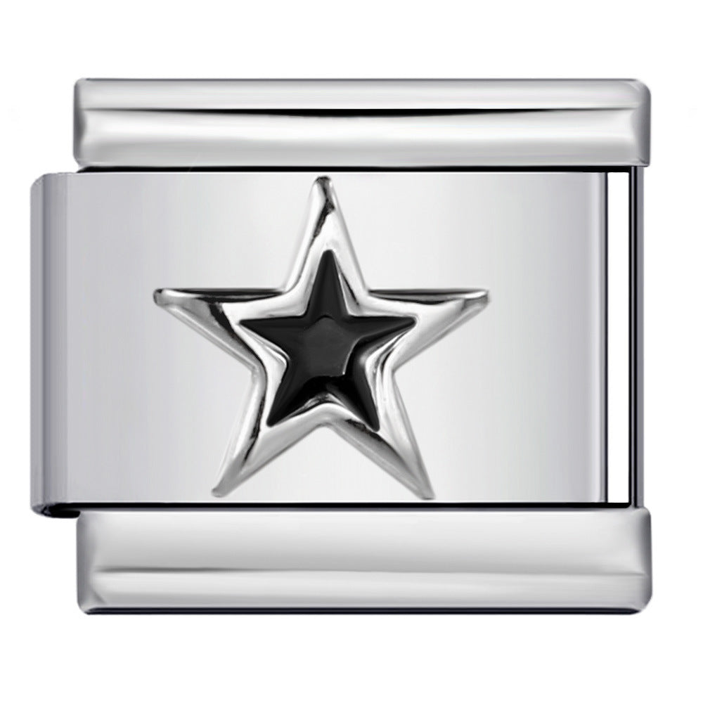 Wholesale Italian Charm Bracelet 9mm DIY Splicing Gold and Silver Round Pendant Stainless Steel Composable Bracelet