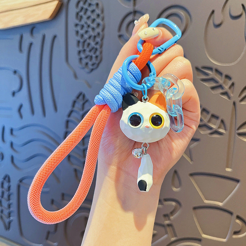 Wholesale Cartoon Cute Wood Carving Style Resin Cat Keychains ACC-KC-HangLi012