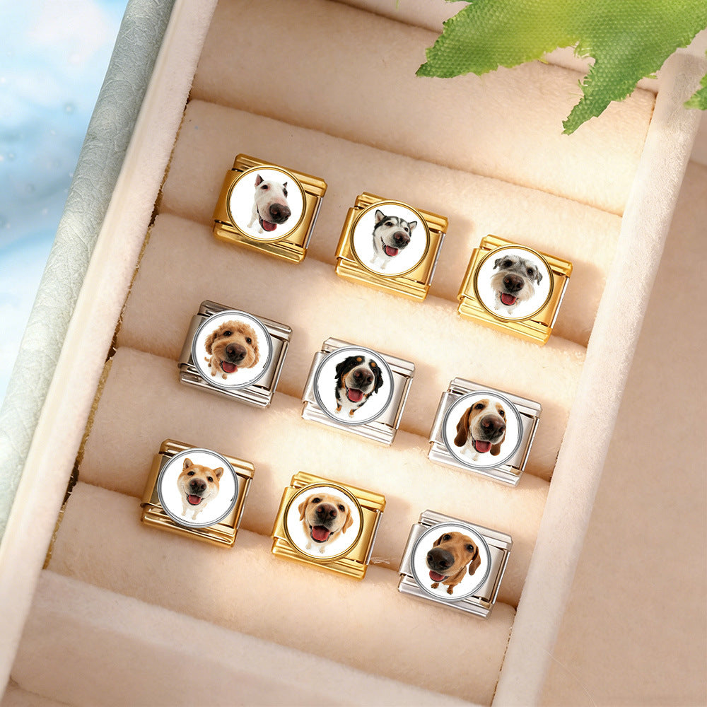 Wholesale Stylish DIY Stainless Steel Watch Band with Cute Dog Print,  Fashion Accessory for Resale