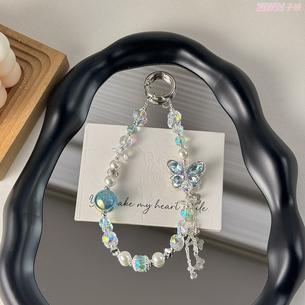 Wholesale Light luxury alloy butterfly lanyard keychain