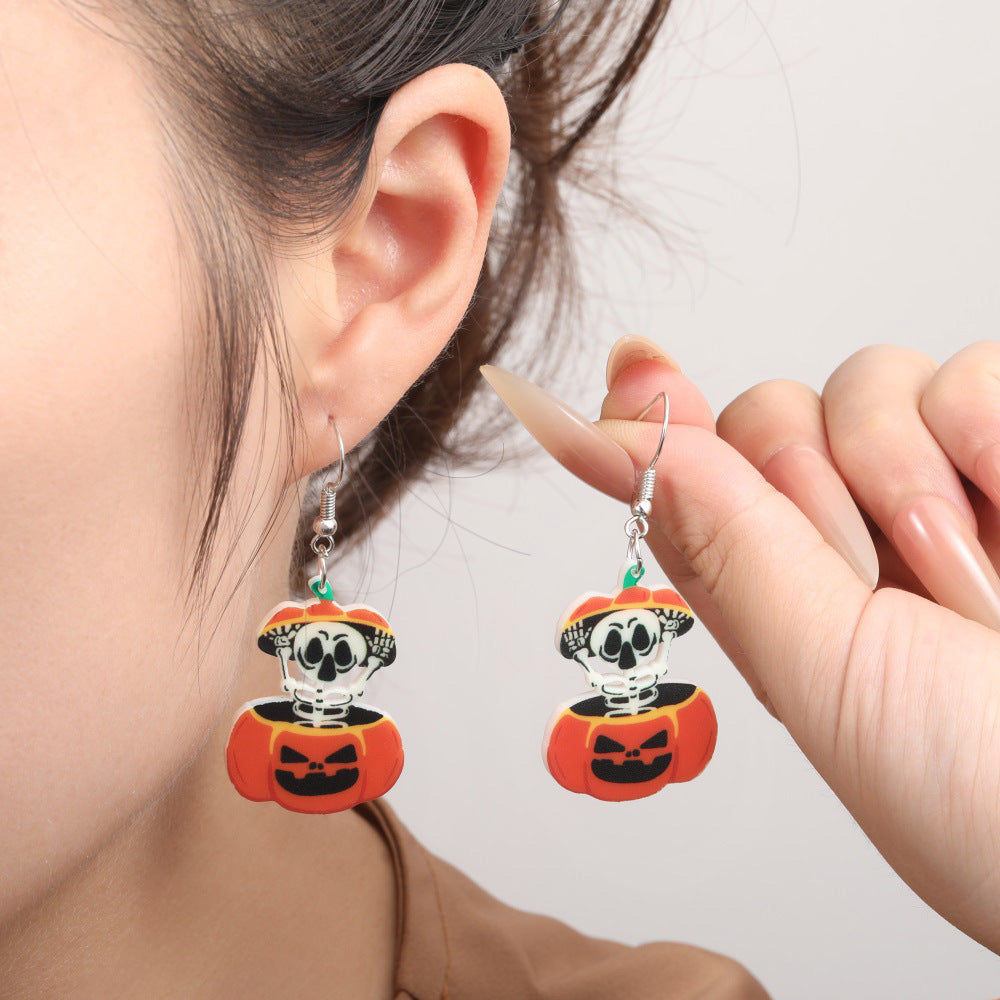 Wholesale acrylic earrings Halloween ghost skull pumpkin earrings