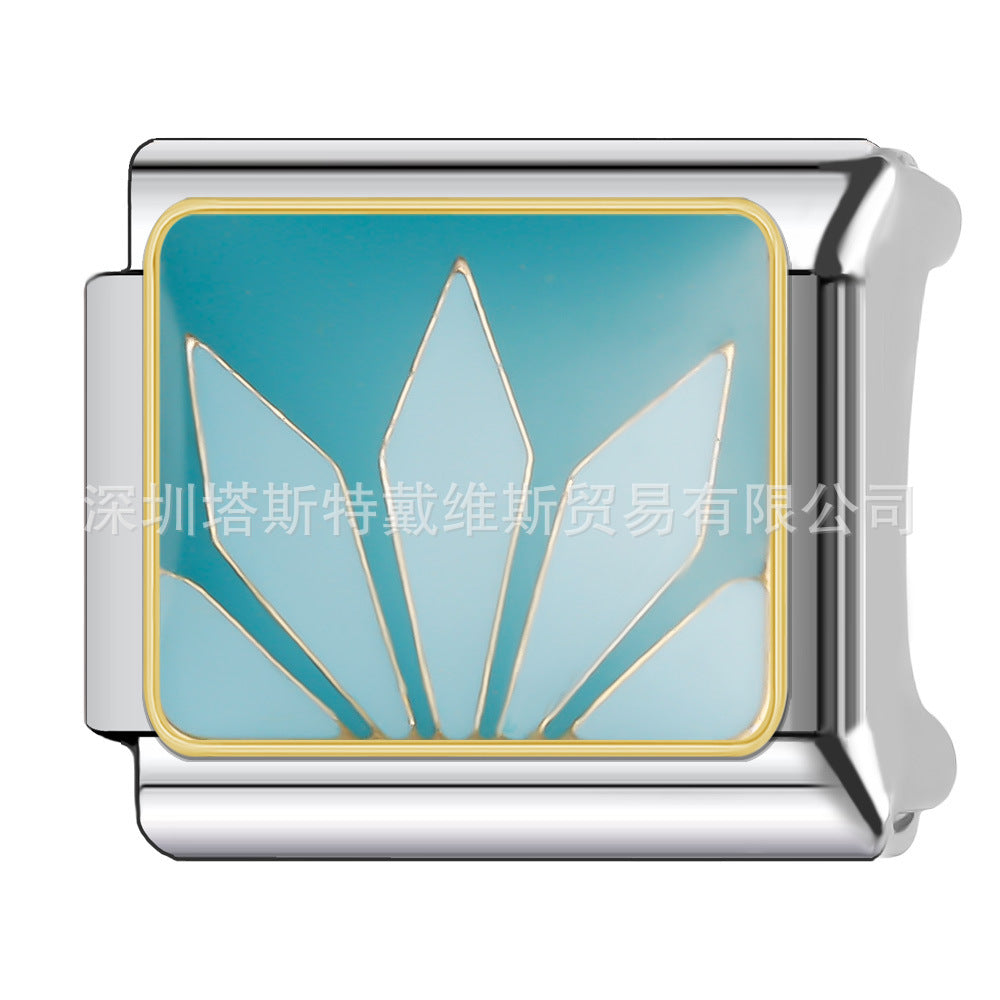 Wholesale 9mm Italian Charm Starter Bracelets DIY square Single Section Creative Stainless Steel Composable Bracelet