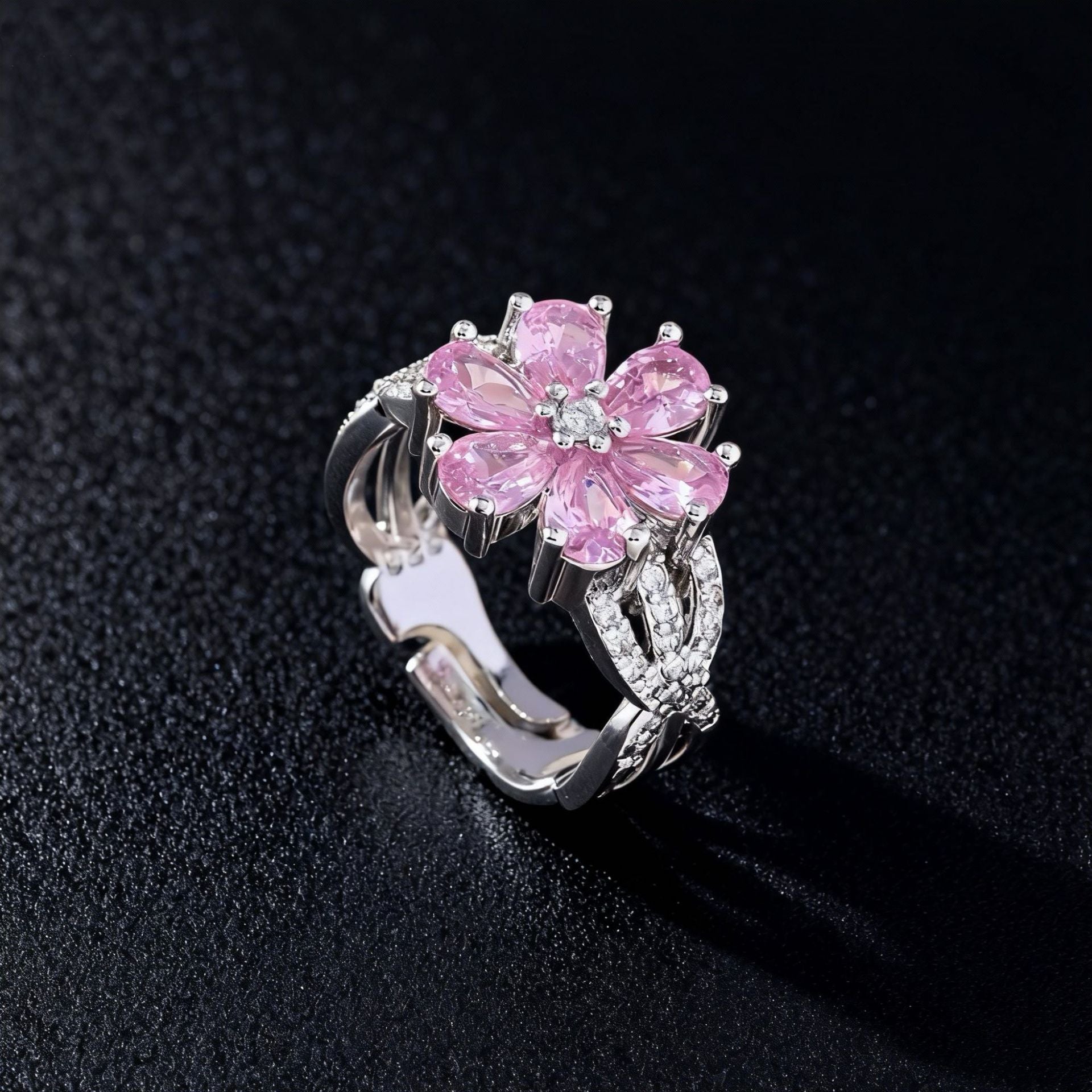 Wholesale Flower Zircon Ring Gold Plated Copper Open Ring Women Chic Fashion Accessory Gift Boutique Resale