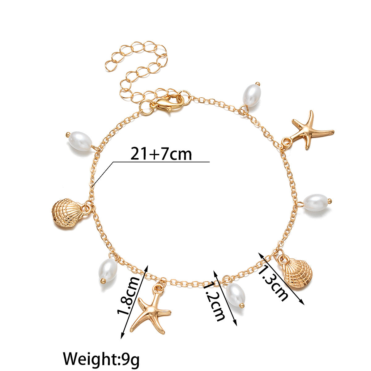 Wholesale  alloy scallop  pearl pendant anklet