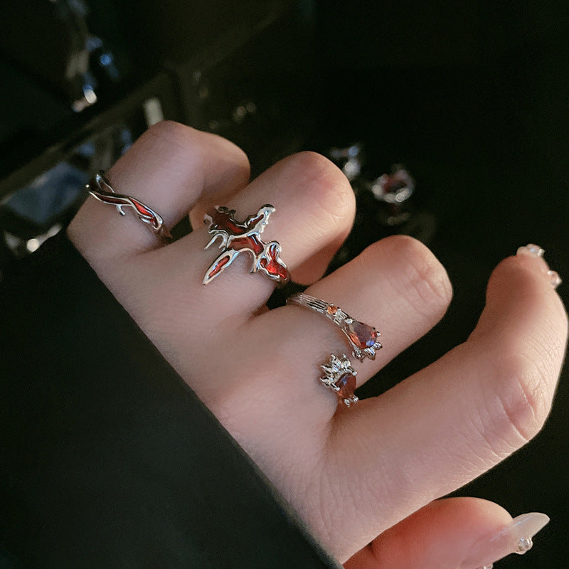 Wholesale Red stacked all-match cold ring