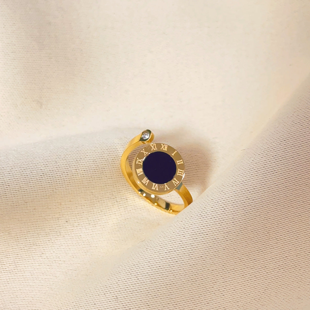 Wholesale  Roman numeral titanium steel adjustable opening ring