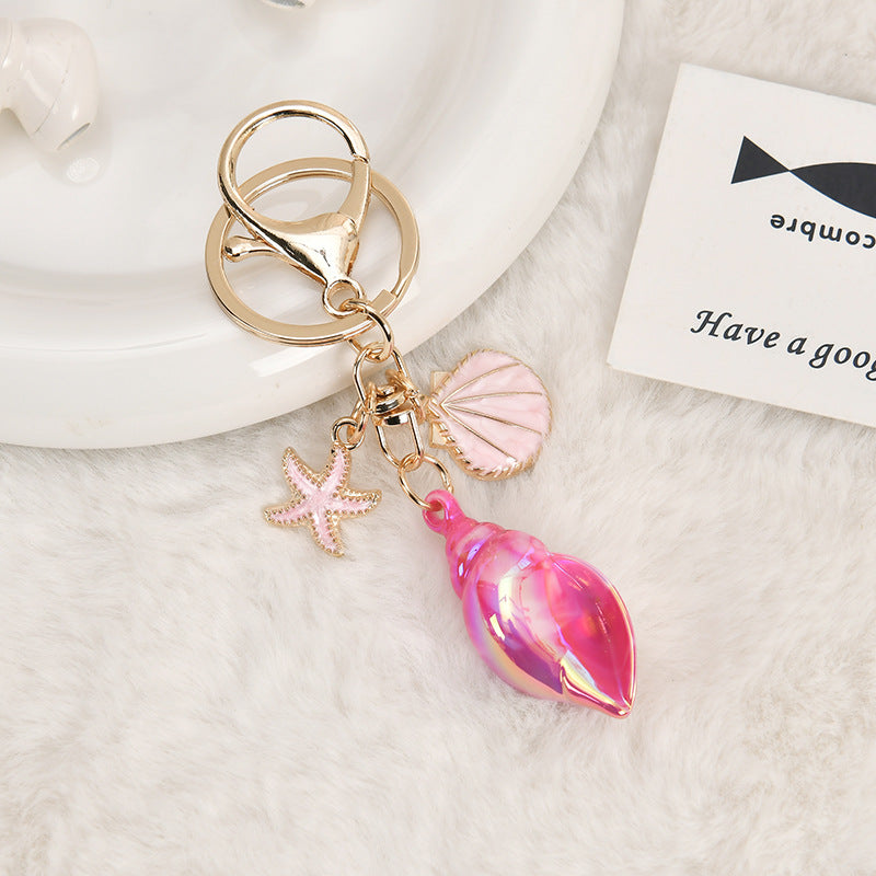 Wholesale Ins Style Starfish Conch Acrylic Oil Dripping Keychain Bag Charm Decorative Accessory Gift