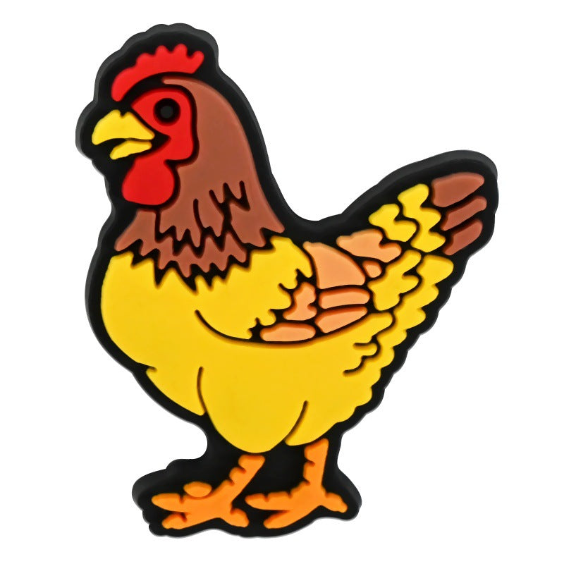 Wholesale Random 100pcs Rooster and Hen   PVC Soft Rubber Shoe Buckle Decoration