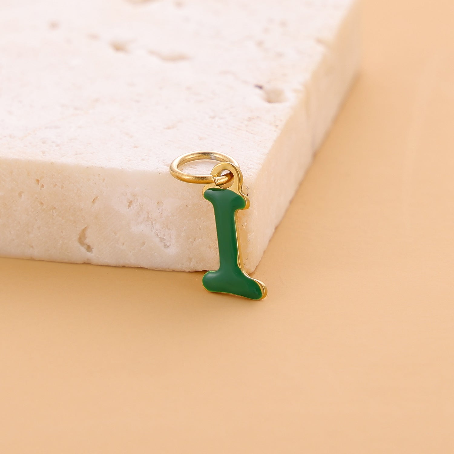 Wholesale Colorful 26 English letter pendant oil drop titanium steel vacuum plating pendant