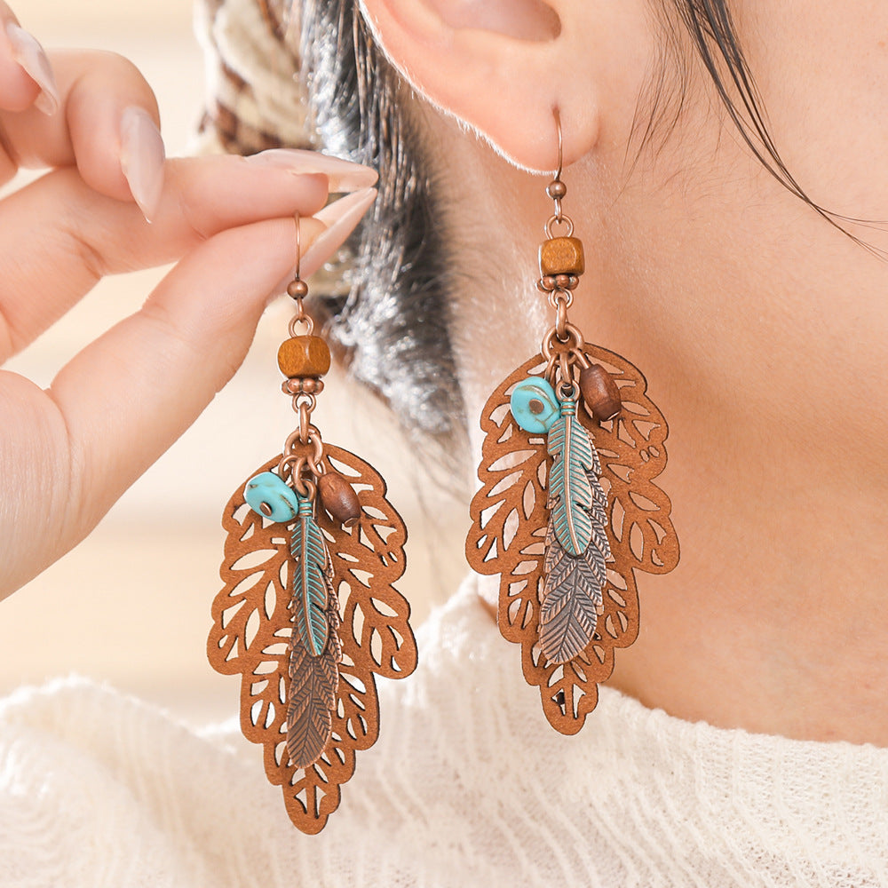 Wholesale Retro Bohemian Ethnic Hollow Tassel Earring Set Zinc Alloy Boutique Resale