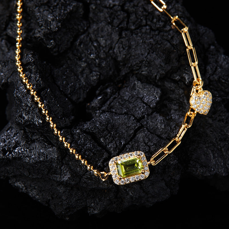 Wholesale natural amethyst gemstone s925 sterling silver bracelet