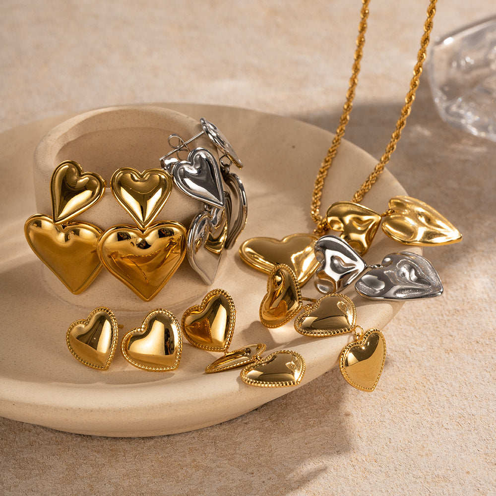 Wholesale Glossy Handmade Love Earrings Stainless Steel Earrings ACC-ES-Wanx006