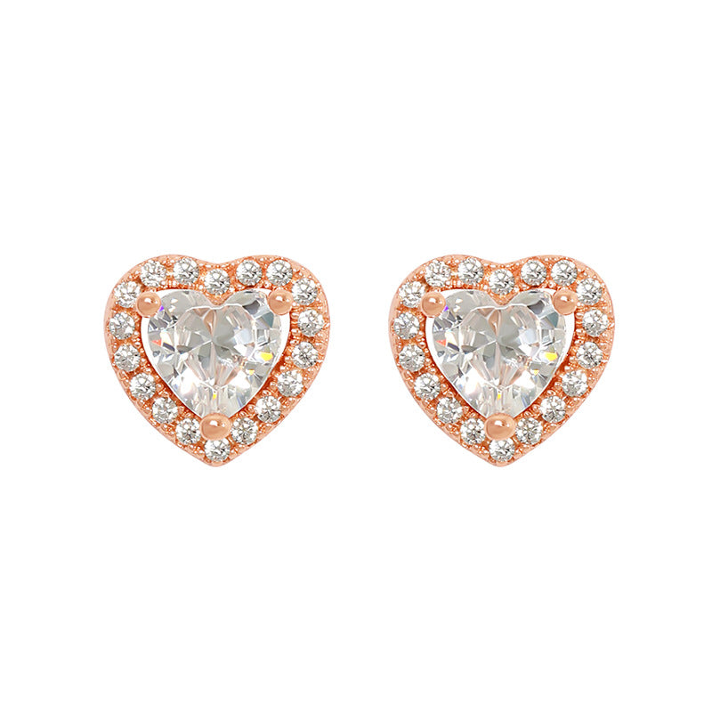 Wholesale Heart Shape Diamond Copper S925 Silver Needle Earrings ACC-ES-YingRong004