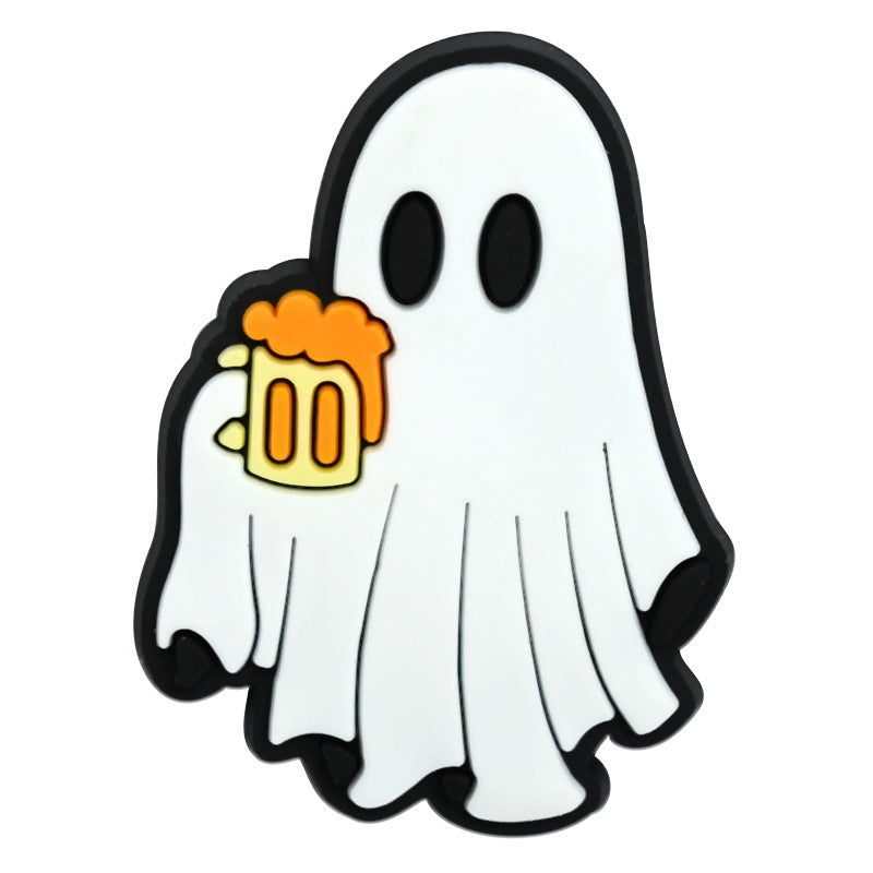 Wholesale Random 100pcs  Series White Ghost Clogs  PVC Soft Rubber Shoe Buckle Decoration