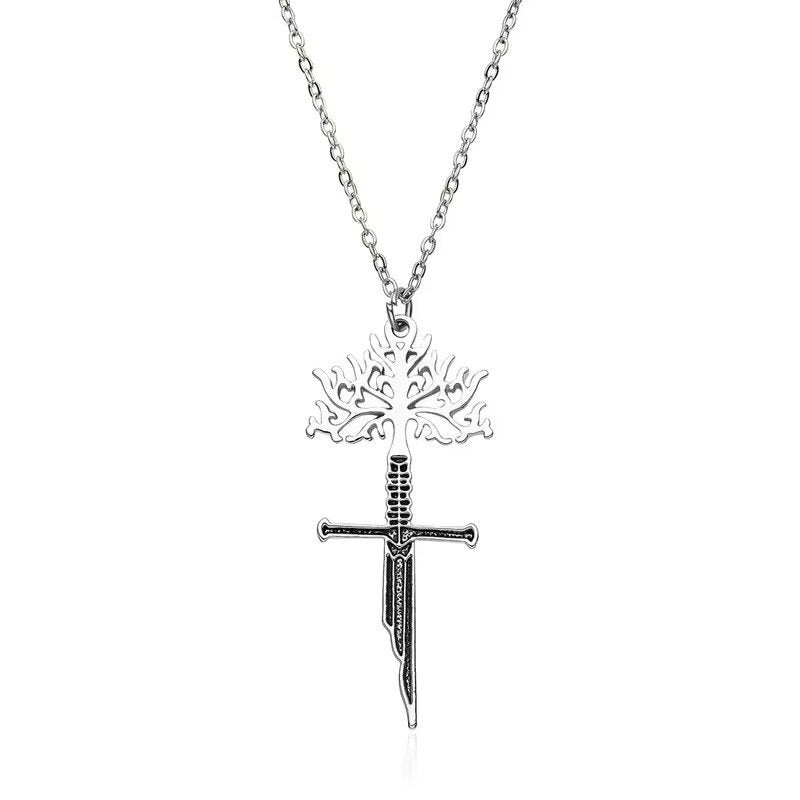 Wholesale  Life Tree Cross Broken Sword Pendant Necklace