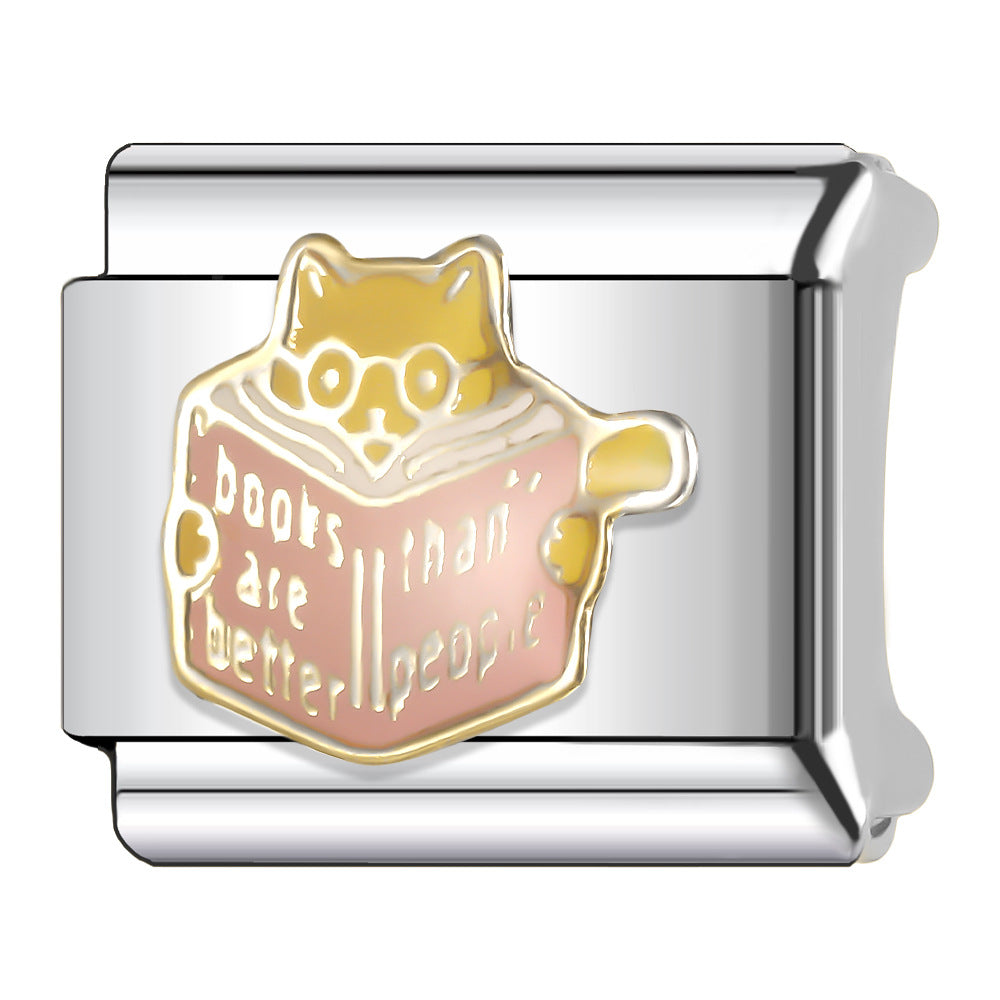 Wholesale Italian Charm Bracelet 9mm DIY Splicing Cute Pet Series Stainless Steel Composable Bracelet