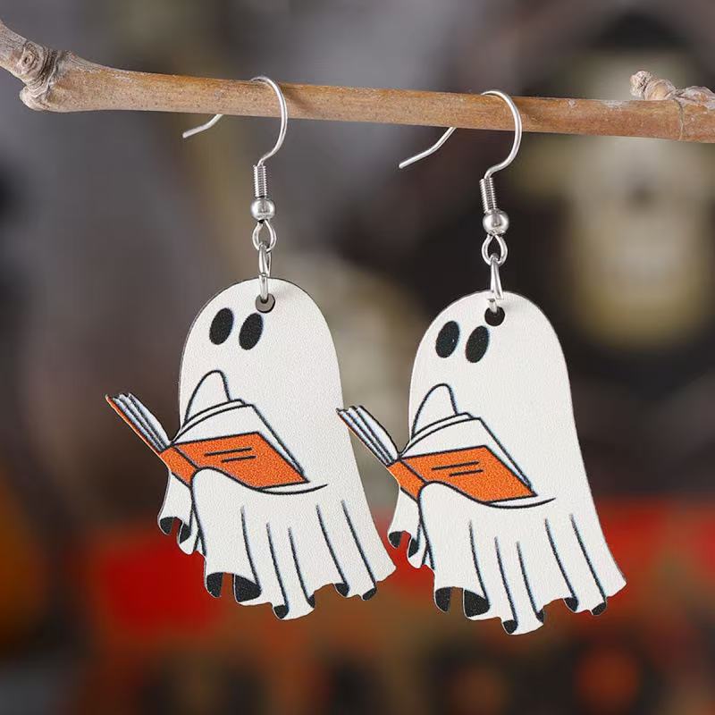 Wholesale  Ghost and Book Dangle Retro Acrylic Cute Earrings