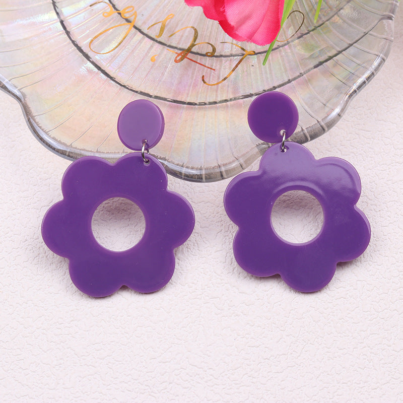 Wholesale Flower Hollow Earrings Earrings Acrylic  Simple Style Sweet and Fresh Earrings